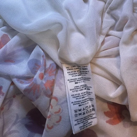 FREE PEOPLE Wildflower Honey Cream Floral Mesh Long Sleeve Top Size Small - Picture 6 of 6